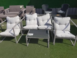 Conjunto Jardín 4 Piezas Metal y Cristal