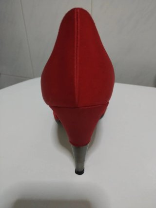 Zapatos rojos tacón lazo peep toe