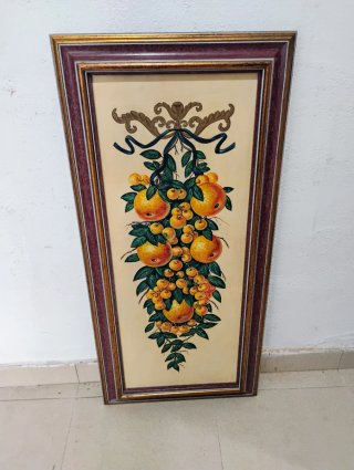 Cuadro antiguo de frutas y flores