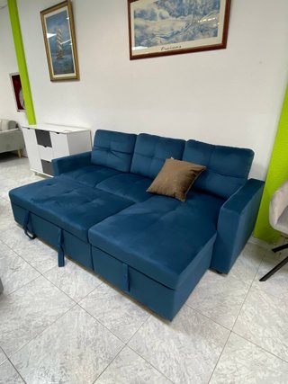 REBAJA HOY Sofá chaise longue azul