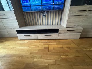 Mueble de comedor roble y cristal