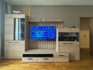 Mueble de comedor roble y cristal