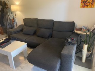 Sofá chaise longue gris