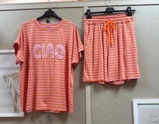 Conjunto Ropa Rayas Naranja y Rosa