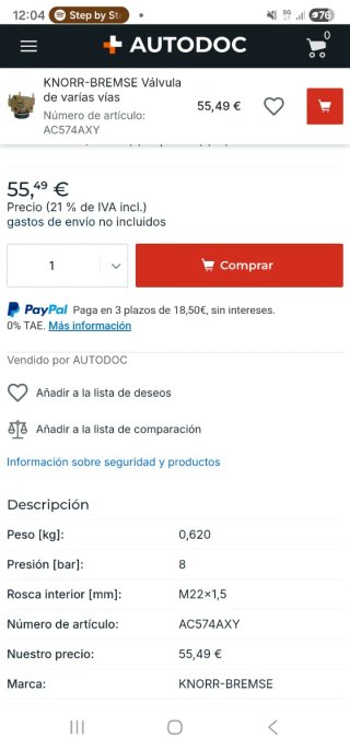 Válvula Knorr AC574AXY Multivía