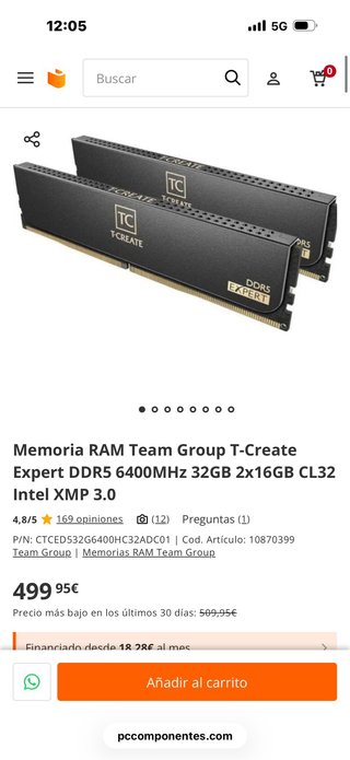 Memoria RAM T-Create DDR5 32GB (2x16GB)