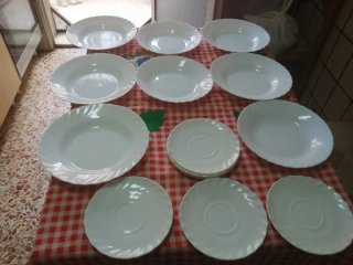 Platos Hondos y Postre Porcelana Blanca