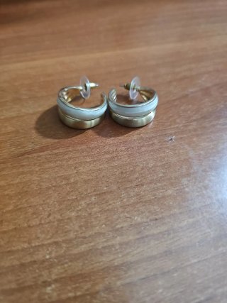 Pendientes Aro Dorados con Blanco