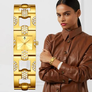 Reloj de mujer dorado con diamantes