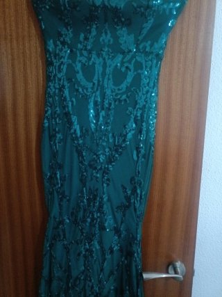 Vestido fiesta verde palabra de honor