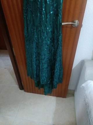 Vestido fiesta verde palabra de honor