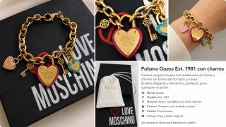 Pulsera Guess Est. 1981 con charms corazón y llave