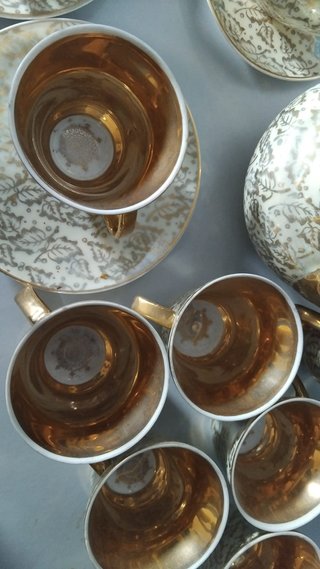 Juego de café esp porcelana y metal