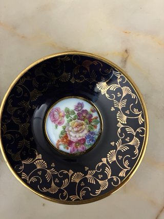 Set 2 Platos Limoges Florales Dorados (1)