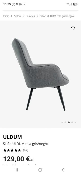 Sillón y reposapiés gris