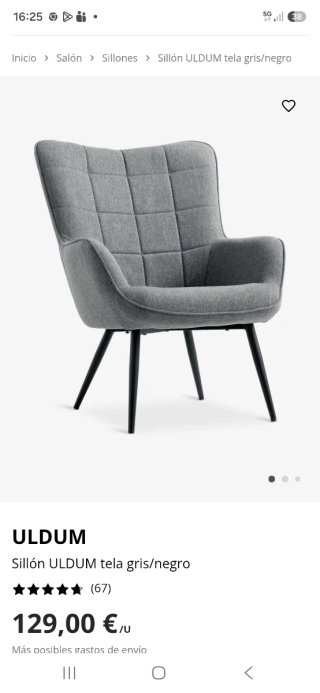 Sillón y reposapiés gris