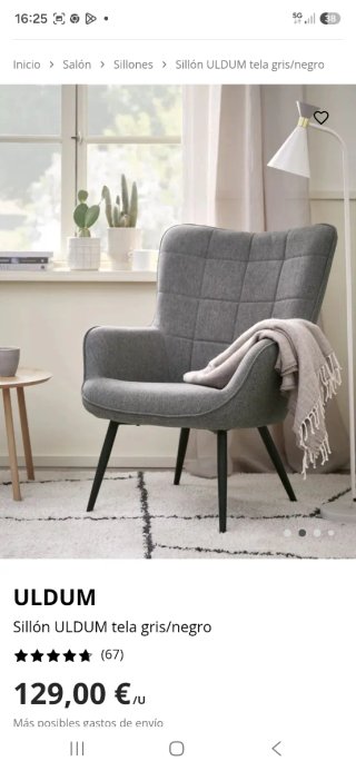 Sillón y reposapiés gris