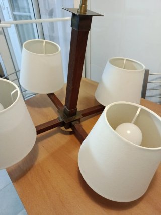 Lámpara de salón madera y tela