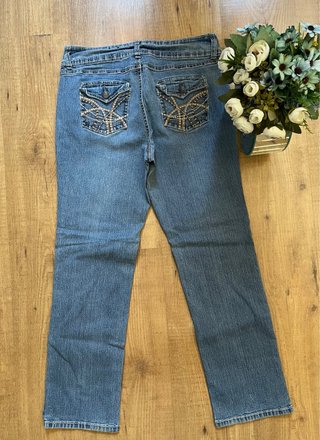 Jeans Roz&Ali Dritti Strass Y2K Donna Vintage