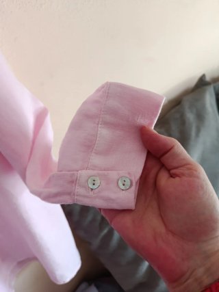 Camisa Zara Lino Rosa Palo Talla L