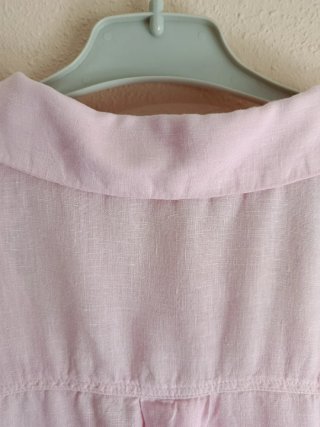 Camisa Zara Lino Rosa Palo Talla L