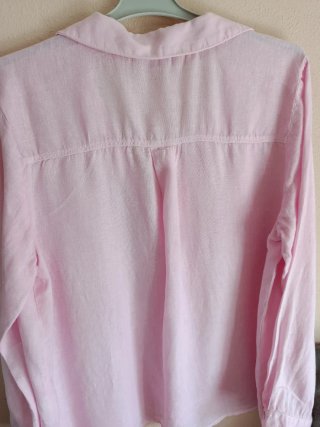 Camisa Zara Lino Rosa Palo Talla L
