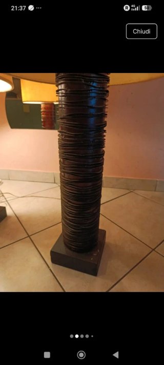 Coppia lampade vintage tessuto e legno