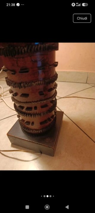 Coppia lampade vintage tessuto e legno