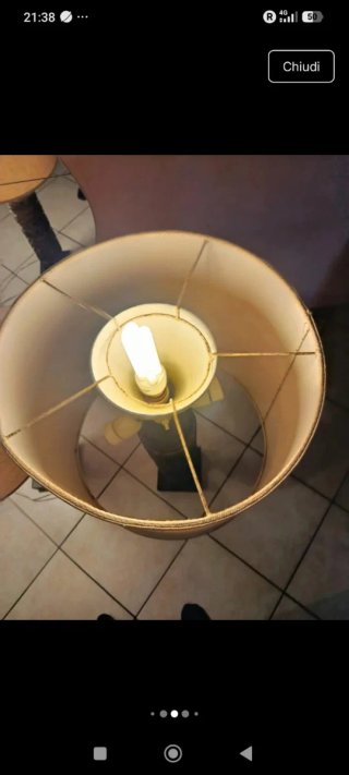 Coppia lampade vintage tessuto e legno