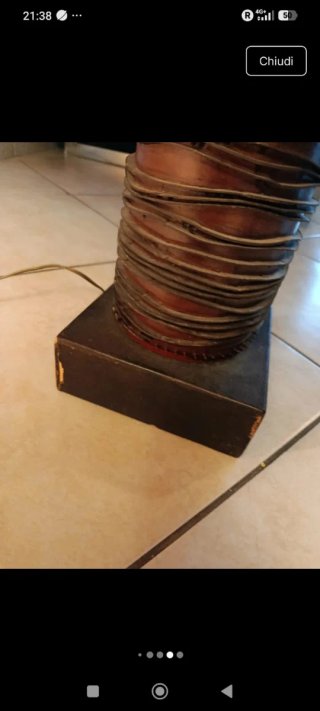 Coppia lampade vintage tessuto e legno