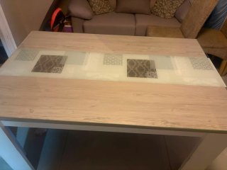 Mesa de comedor madera y cristal