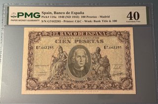 100 Pesetas España 1940 PMG 40