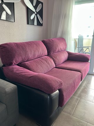 Sofá 3 plazas tela y piel