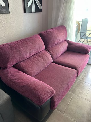 Sofá 3 plazas tela y piel