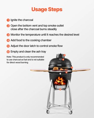 Barbecue Kamado in Ceramica con Ruote per Esterno