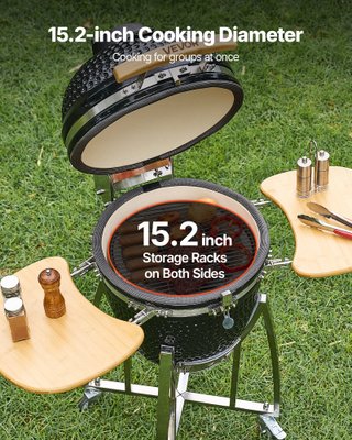 Barbecue Kamado in Ceramica con Ruote per Esterno