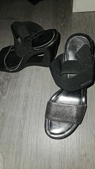 Tacones Calvin Klein fiesta negros/plateados