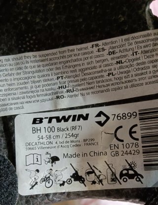 Casco Bici B'TWIN BH 100 Nero 54-58 cm