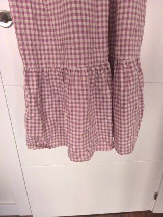 Vestido largo cuadros Vichy rosa y blanco