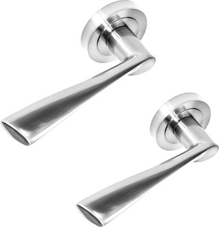 ARCO · Juego de manillas para puerta, acabado níquel satinado. Fabricado en aluminio