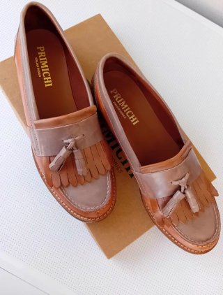 Zapatos mocasines Primichi piel marrones y grises