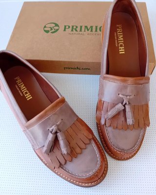 Zapatos mocasines Primichi piel marrones y grises