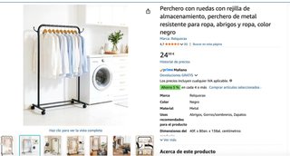 Perchero con ruedas con rejilla de almacenamiento,