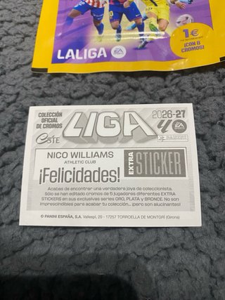 Cromo Nico Williams Extra Sticker LaLiga26-27