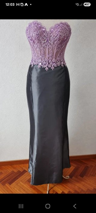 Falda de fiesta tafetán gris