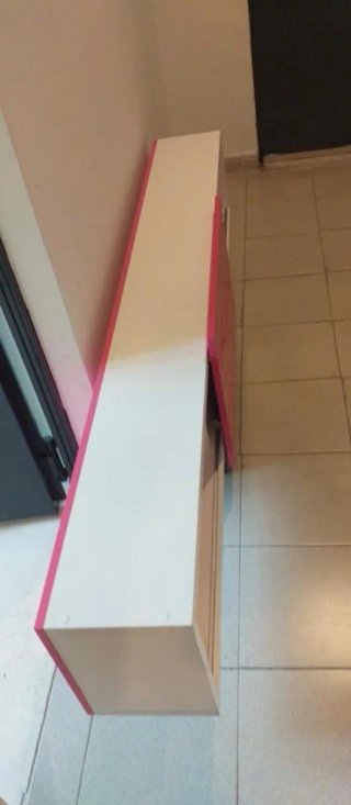 Cama nido 90/200blanca y rosa con colchón y estan
