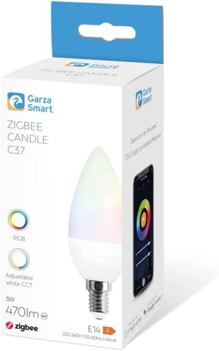 Garza Smart - Bombilla LED Zigbee Vela C37, 5W (equivale a 40W de incandescencia)