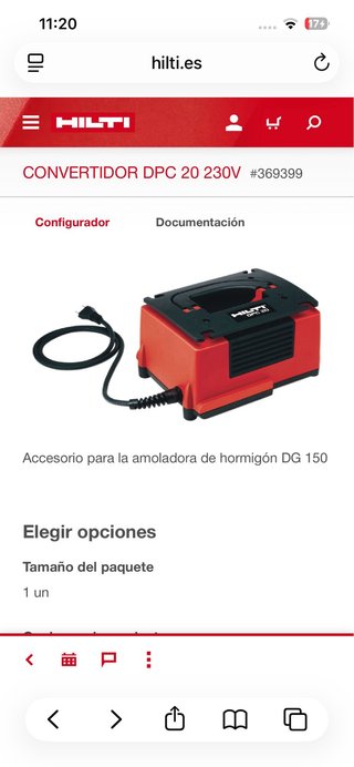 Amoladora Hilti DGH 150 con adaptador