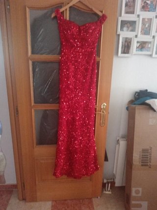 Vestido de fiesta lentejuelas rojo