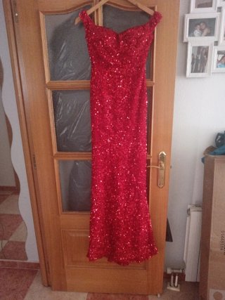 Vestido de fiesta lentejuelas rojo